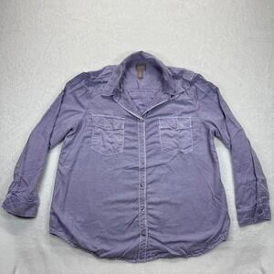Chico's Button‎ Down Shirt Lyocell Blend Long Sleeve Relaxed Fit Purple 2 US L